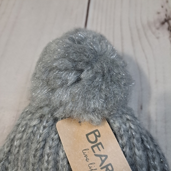 Bearpaw Knit Beanie Hat Cap Grey with Metallic - Picture 3 of 9